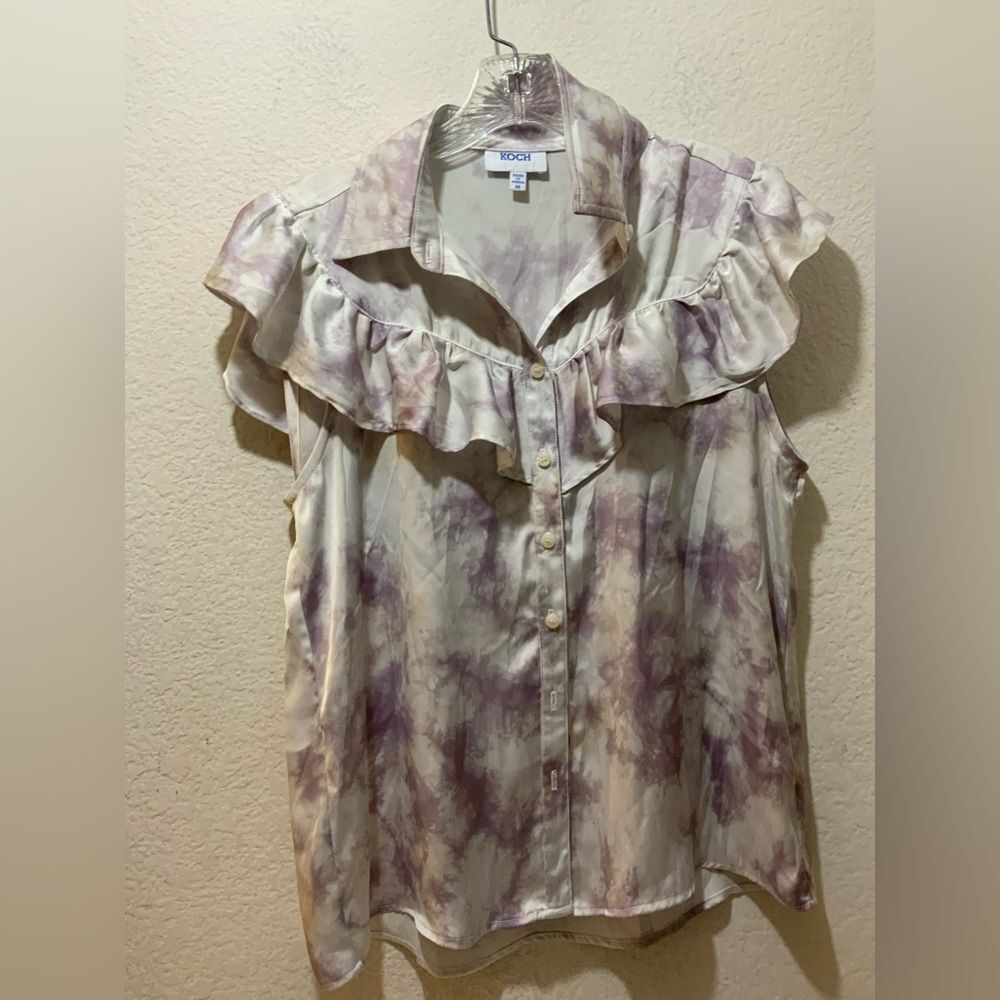 KOCH ruffle Blouse Made in USA Size M